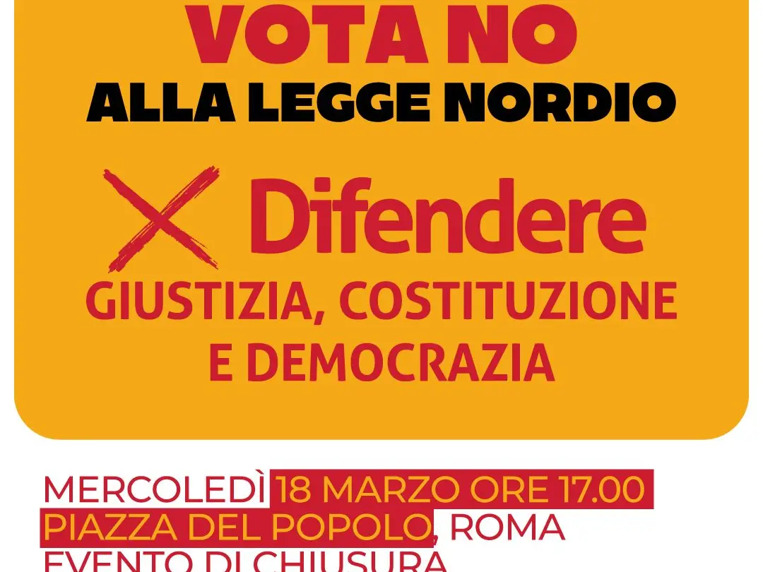 Evento di chiusura della campagna per il No, mercoledì 18 marzo ore 17, Piazza del Popolo, Roma